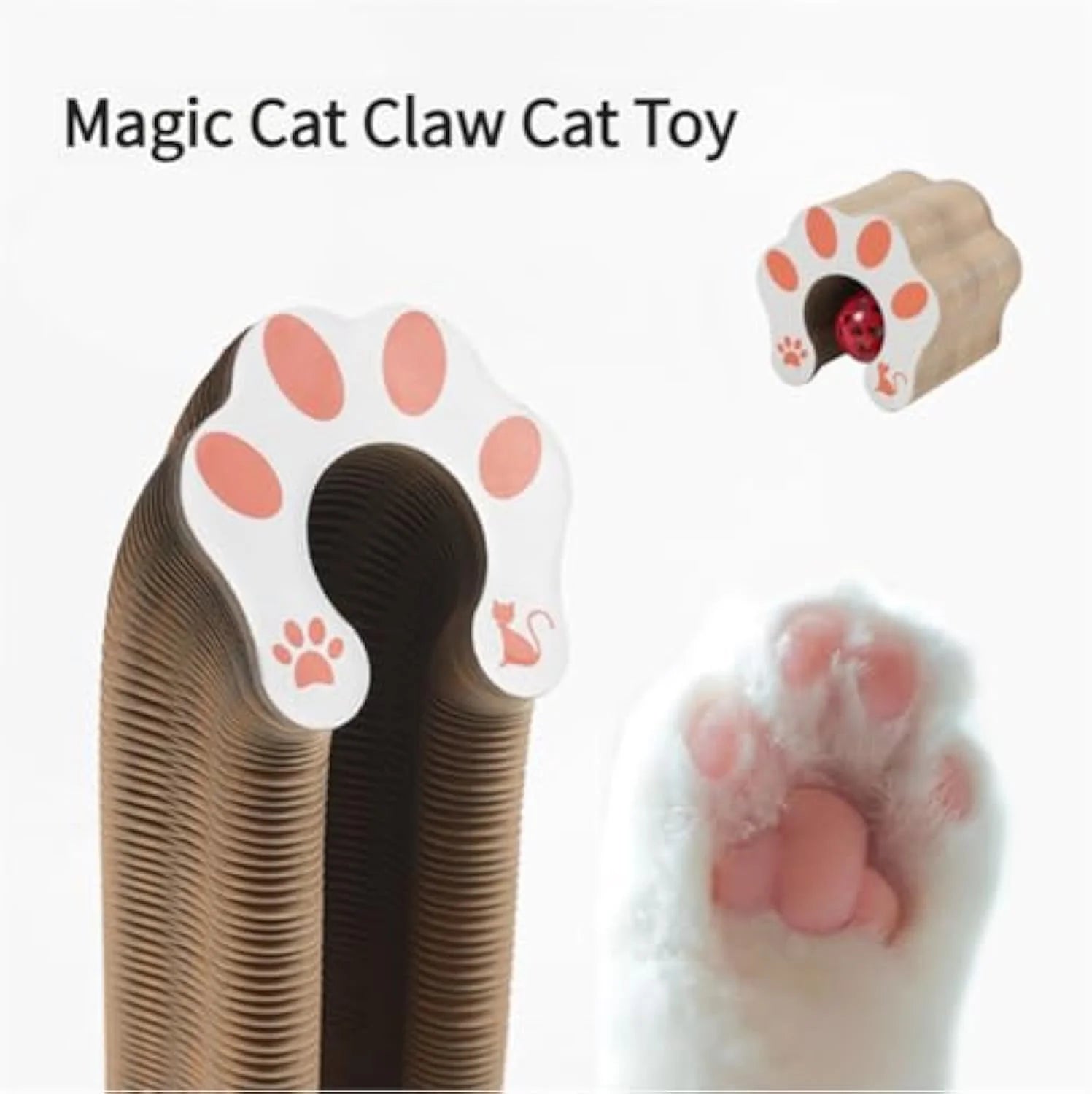 Kitty Cat Kurlz Toy, Marlene Kitty Cat Kurlz, Kitty Curlz Cat Toy, Marlene'S Pet Store Kitty Cat Kurlz, Magic Cat Toy, Foldable Accordion Cat Toy, Recyclable Cat Scratcher with Ball