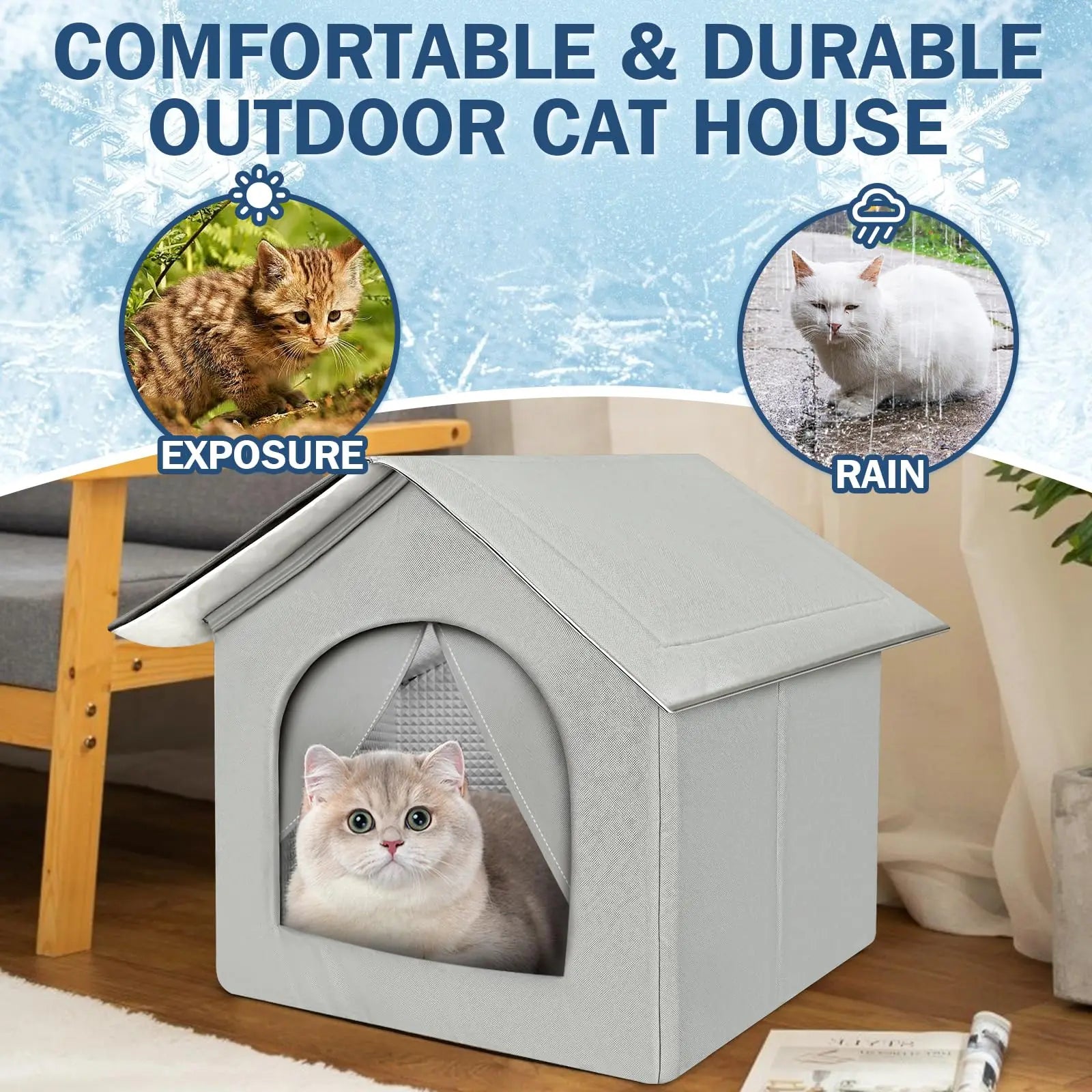 Outdoor Cooling Cat House Waterproof & Insulated Pet House Weatherproof Wild Cat Shelter for Summer outside Feral Cat Shelter