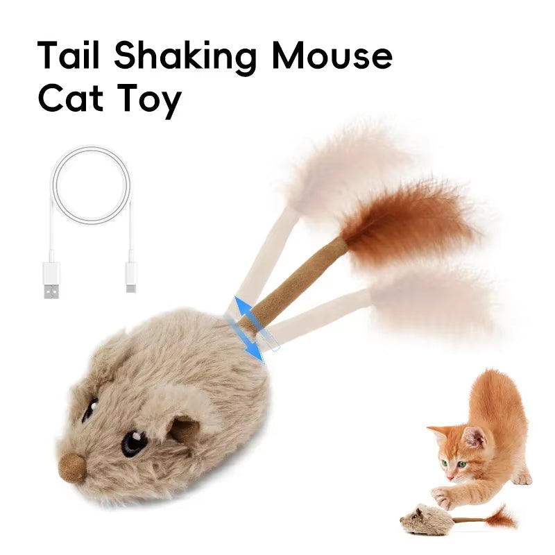 Rechargeable Motion Mouse Cat Toy for Kitten Mouse Sound Moving Mouse Cat Toys Interactive Cat Toy Sound Mouse Cat Toy