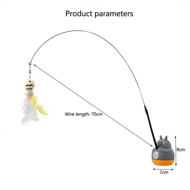 New Cat Funny Cat Stick Steel Wire Long Pole Feather Cute Cat Toy Kitten Fishing Rotating Self-Pleasure Relief Pet Toy