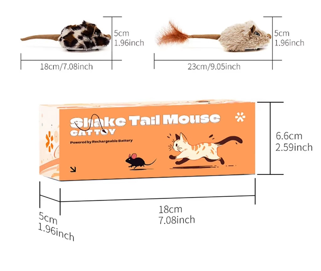 Rechargeable Motion Mouse Cat Toy for Kitten Mouse Sound Moving Mouse Cat Toys Interactive Cat Toy Sound Mouse Cat Toy