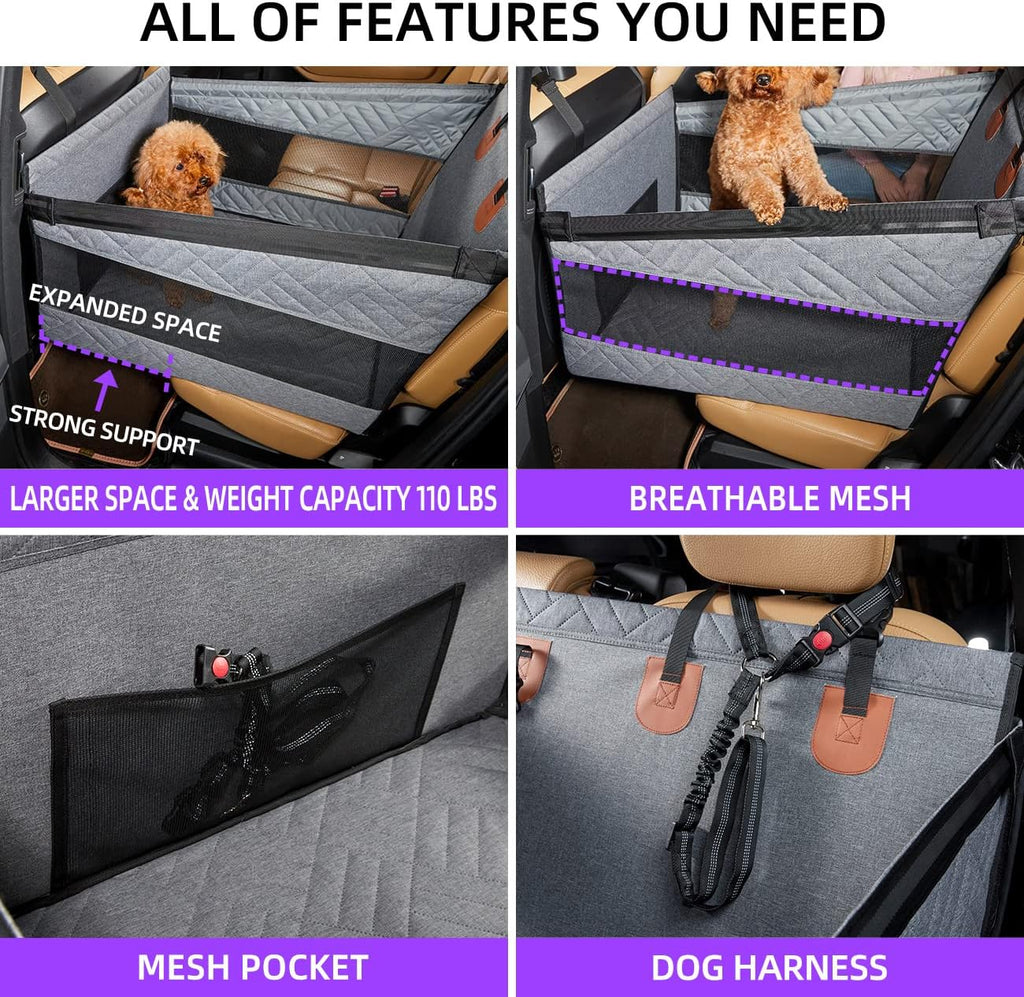 Dog Car Seat for Medium Dogs,Back Seat Extender for Dogs,Large & Small Dog Car Seat Cover for Back Seat, Dog Hammock for Car Back Seat Dog Bed Mattress,Pet Car Seat for Car SUV Truck(Grey-S)