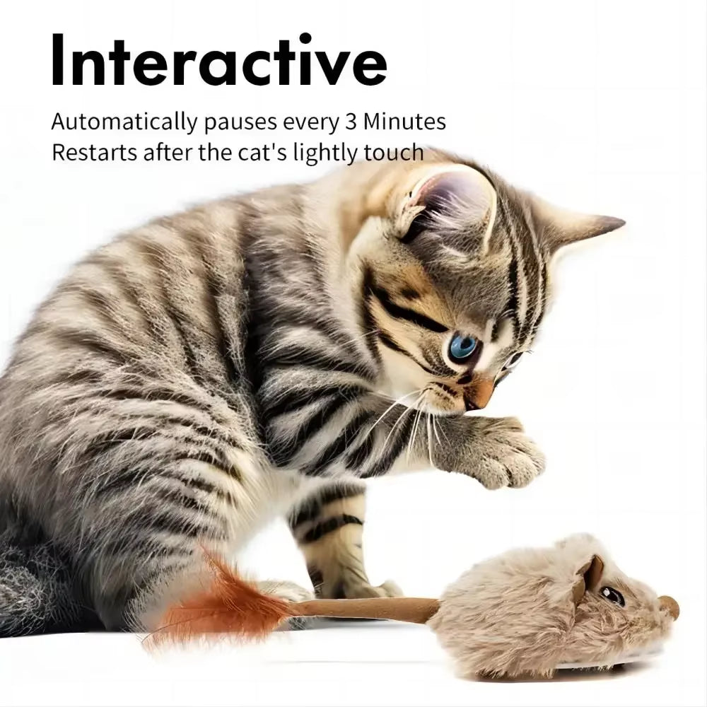 Rechargeable Motion Mouse Cat Toy for Kitten Mouse Sound Moving Mouse Cat Toys Interactive Cat Toy Sound Mouse Cat Toy