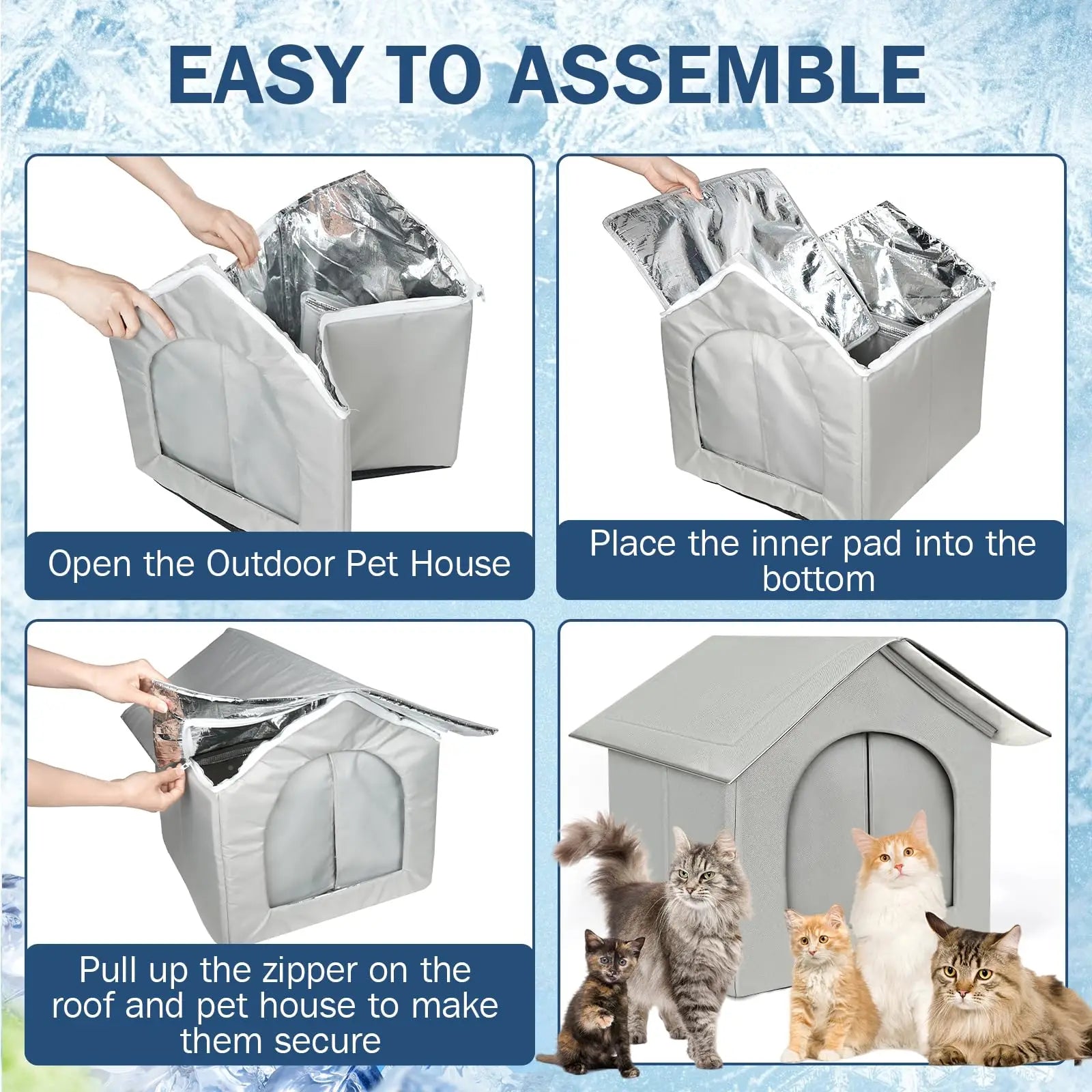 Outdoor Cooling Cat House Waterproof & Insulated Pet House Weatherproof Wild Cat Shelter for Summer outside Feral Cat Shelter
