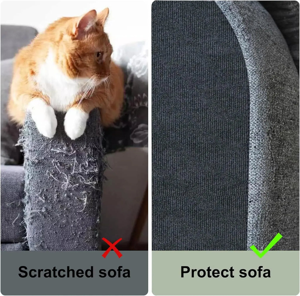 Self-Adhesive Cat Scratching Mat Trimmable Cat Scratching Carpet Corner Wall Cat Sofa Furniture Protector (Including 10 Fixers)