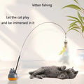New Cat Funny Cat Stick Steel Wire Long Pole Feather Cute Cat Toy Kitten Fishing Rotating Self-Pleasure Relief Pet Toy