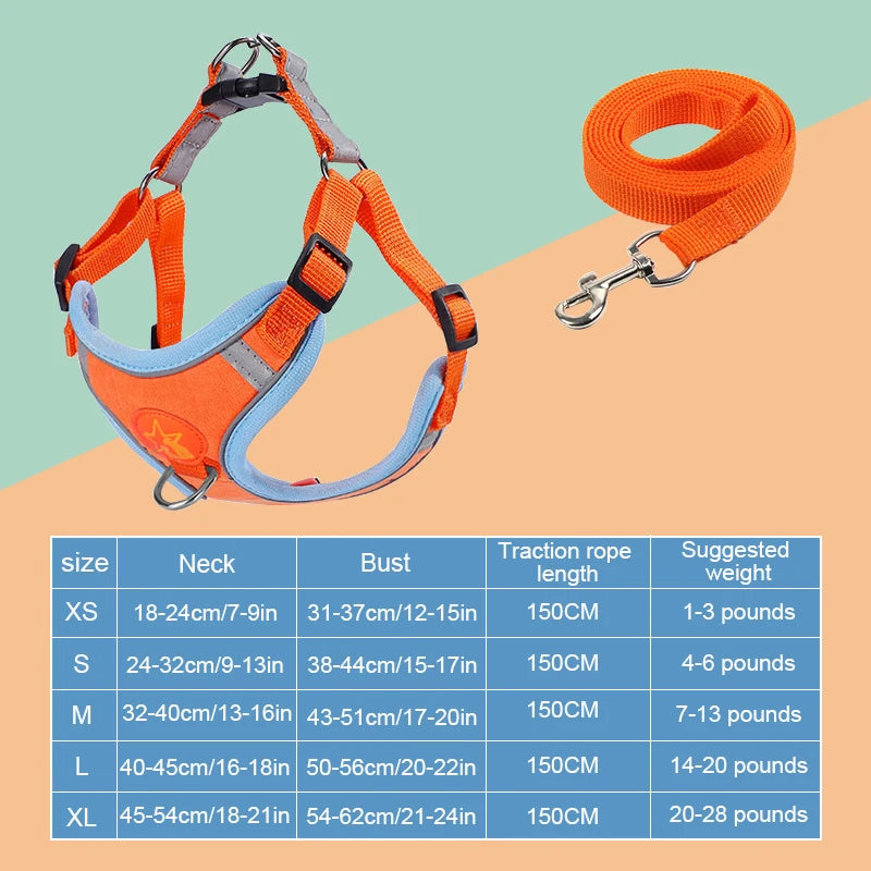 New Style Pet Dog Chest Strap Small Breed Anti-Lost Reflective Traction Rope Breathable and Comfortable Tank Top Traction Rope