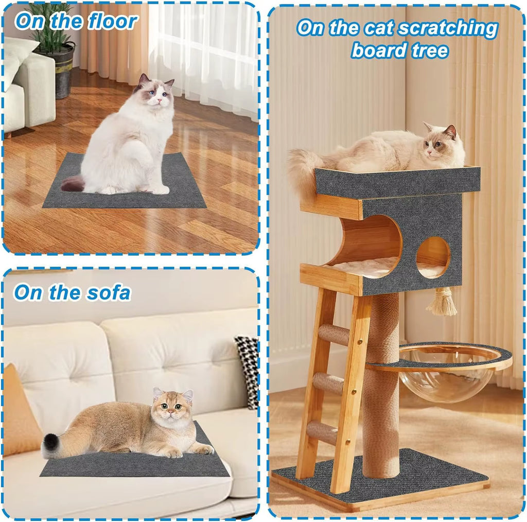 Self-Adhesive Cat Scratching Mat Trimmable Cat Scratching Carpet Corner Wall Cat Sofa Furniture Protector (Including 10 Fixers)